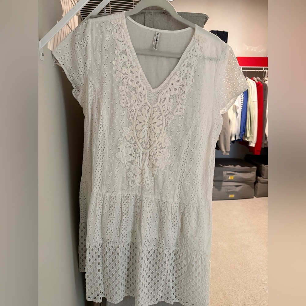 Fresh Cotton White Eyelet Lace Dress – Size XL